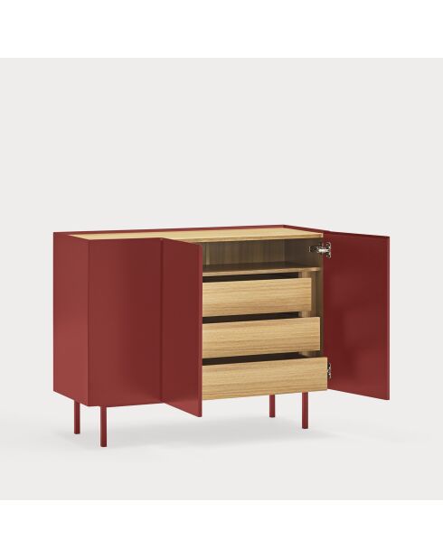 Arista Kommode mit 3 Türen und 3 internen Schubladen burgunderrot - 110x40x85cm