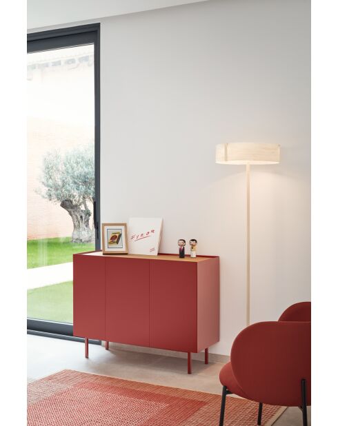 Arista Kommode mit 3 Türen und 3 internen Schubladen burgunderrot - 110x40x85cm
