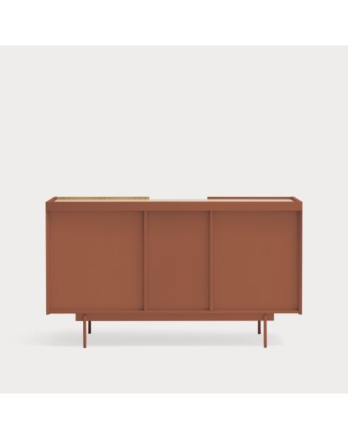 Otto Kommode mit 2 Türen und 3 Schubladen aus rotem Backstein und Eiche — 130x45x78cm