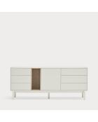 Credenza Corvo 1 anta, 6 cassetti e 1 nicchia color crema - 180x40x76cm