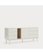 Credenza Corvo 1 anta, 6 cassetti e 1 nicchia color crema - 180x40x76cm