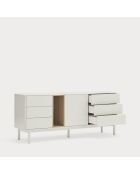 Credenza Corvo 1 anta, 6 cassetti e 1 nicchia color crema - 180x40x76cm
