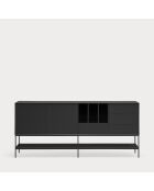 Buffet Platt 2 portes, 4 tiroirs et 3 niches noir - 220x45x98cm