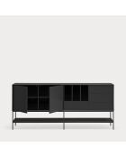 Buffet Platt 2 portes, 4 tiroirs et 3 niches noir - 220x45x98cm