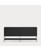 Buffet Platt 2 portes, 4 tiroirs et 3 niches noir - 220x45x98cm