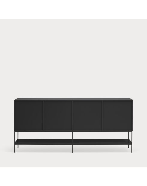 Buffet Platt 2 portes, 4 tiroirs et 3 niches noir - 220x45x98cm
