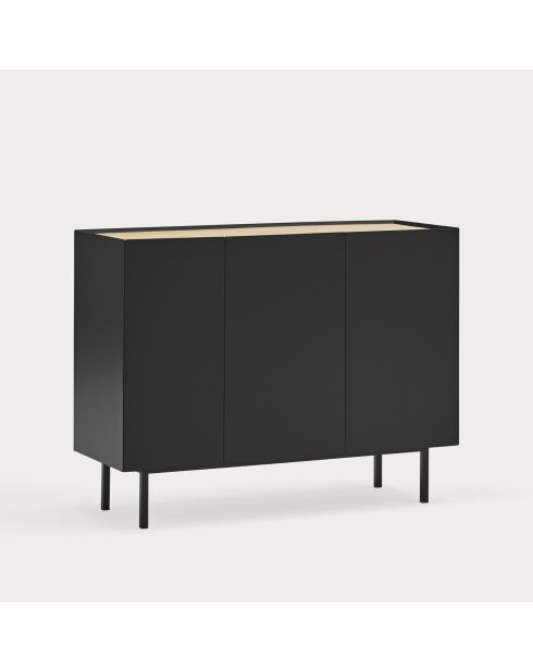 Buffet Arista 3 portes et 3 tiroirs intérieurs noir - 110x40x85cm