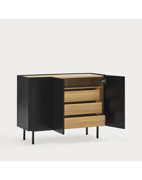 Buffet Arista 3 portes et 3 tiroirs intérieurs noir - 110x40x85cm