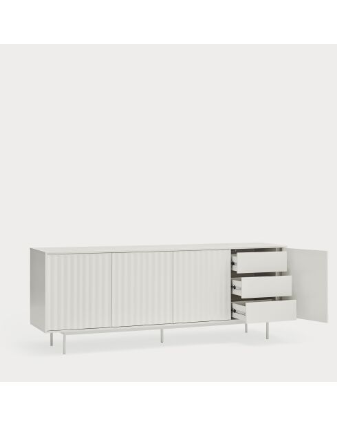 Buffet Sierra 4 portes et 3 tiroirs intérieurs blanc - 211x47x80cm