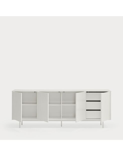 Buffet Sierra 4 portes et 3 tiroirs intérieurs blanc - 211x47x80cm