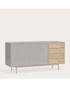 Credenza Sierra 2 ante e 4 cassetti grigio chiaro e rovere - 159.2x47x79.6cm
