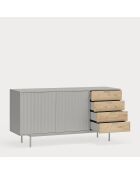 Credenza Sierra 2 ante e 4 cassetti grigio chiaro e rovere - 159.2x47x79.6cm
