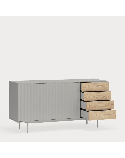 Credenza Sierra 2 ante e 4 cassetti grigio chiaro e rovere - 159.2x47x79.6cm