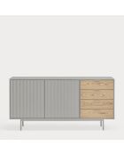 Credenza Sierra 2 ante e 4 cassetti grigio chiaro e rovere - 159.2x47x79.6cm