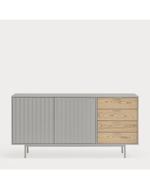 Credenza Sierra 2 ante e 4 cassetti grigio chiaro e rovere - 159.2x47x79.6cm