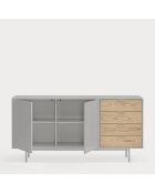 Credenza Sierra 2 ante e 4 cassetti grigio chiaro e rovere - 159.2x47x79.6cm