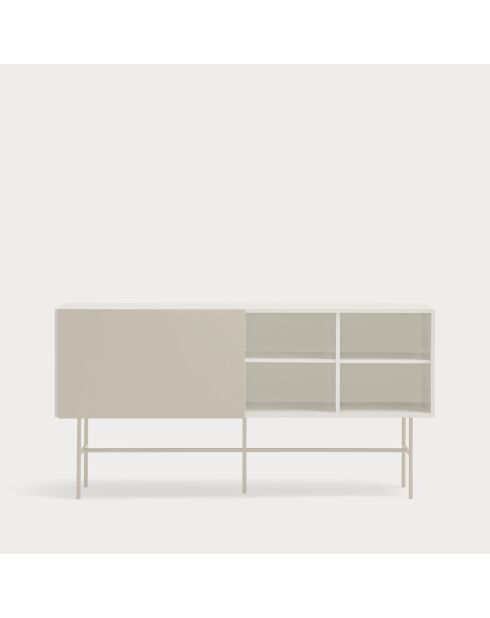 Nube Sideboard mit 3 Schubladen, 1 Tür und 1 Schiebetür, cremefarben und sandfarben, 180 x 45 x 91 cm