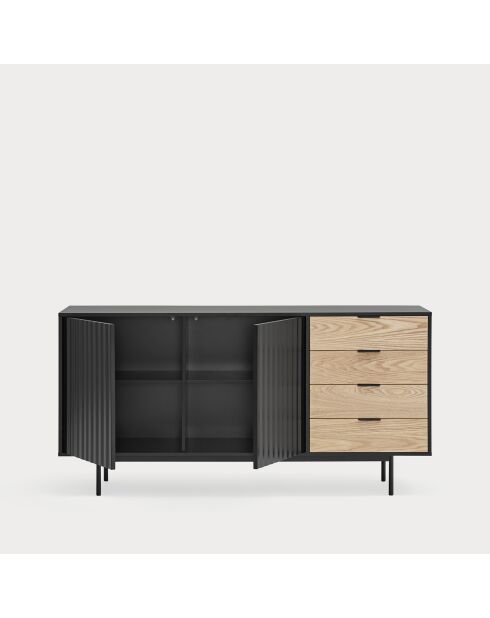 Sierra dressoir 2 deuren en 4 laden zwart en licht eikenhout - 159,2x47x79,6cm
