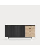 Buffet Sierra 2 portes et 4 tiroirs noir et chêne clair - 159.2x47x79,6cm