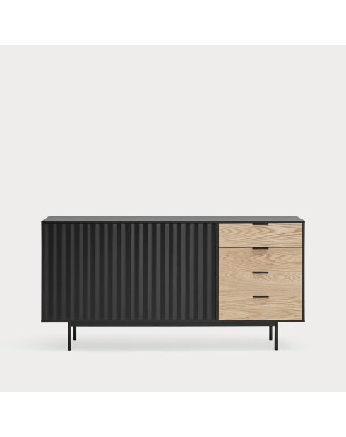 Sierra dressoir 2 deuren en 4 laden zwart en licht eikenhout - 159,2x47x79,6cm