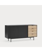Buffet Sierra 2 portes et 4 tiroirs noir et chêne clair - 159.2x47x79,6cm
