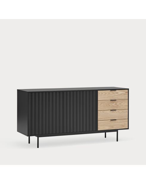 Sierra dressoir 2 deuren en 4 laden zwart en licht eikenhout - 159,2x47x79,6cm