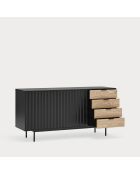 Buffet Sierra 2 portes et 4 tiroirs noir et chêne clair - 159.2x47x79,6cm