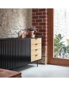 Buffet Sierra 2 portes et 4 tiroirs noir et chêne clair - 159.2x47x79,6cm