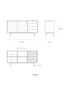 Buffet Sierra 2 portes et 4 tiroirs noir et chêne clair - 159.2x47x79,6cm