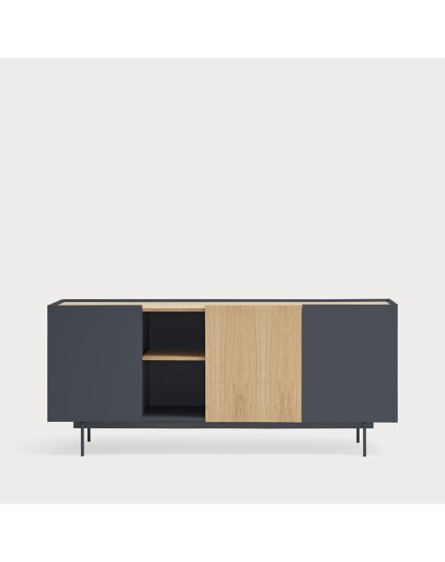 Credenza Otto 3 ante e 3 cassetti grigio antracite e rovere - 180x45x78cm