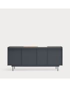 Credenza Otto 3 ante e 3 cassetti grigio antracite e rovere - 180x45x78cm
