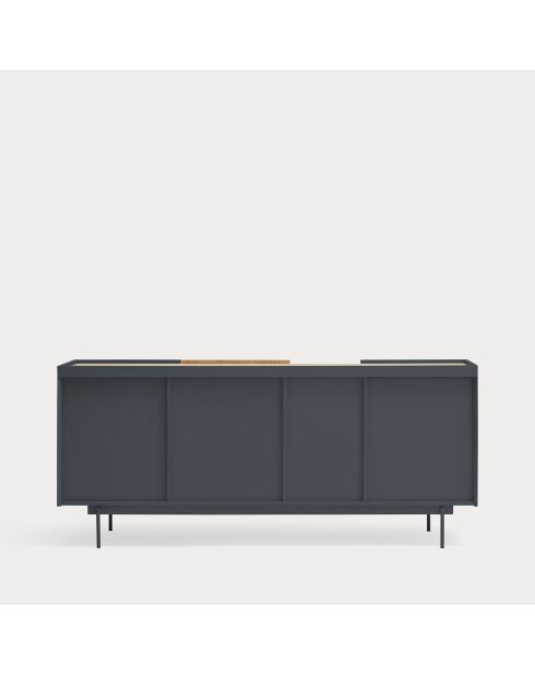 Credenza Otto 3 ante e 3 cassetti grigio antracite e rovere - 180x45x78cm