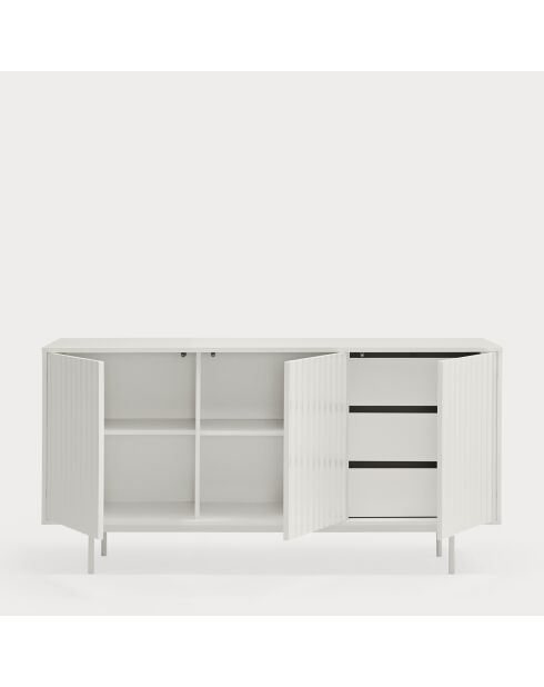 Buffet Sierra 3 portes et 3 tiroirs intérieurs blanc - 159,2x47x79,6cm