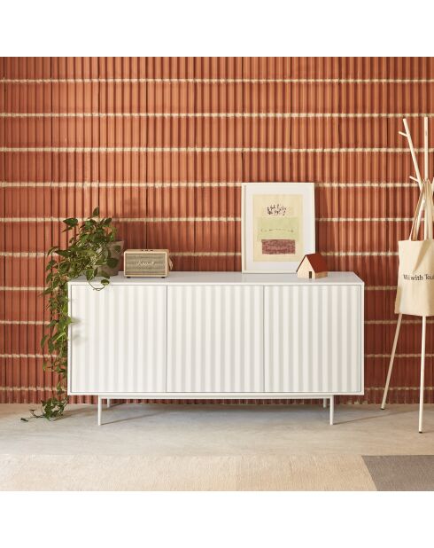 Buffet Sierra 3 portes et 3 tiroirs intérieurs blanc - 159,2x47x79,6cm