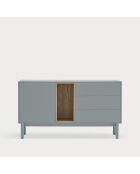 Credenza Corvo 1 anta e 3 cassetti grigio perla - 136,8x40x76cm