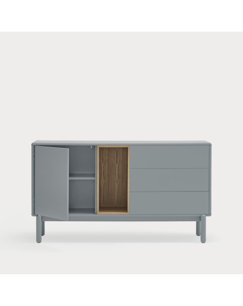 Aparador Corvo 1 puerta y 3 cajones gris perla - 136,8x40x76cm