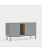 Credenza Corvo 1 anta e 3 cassetti grigio perla - 136,8x40x76cm