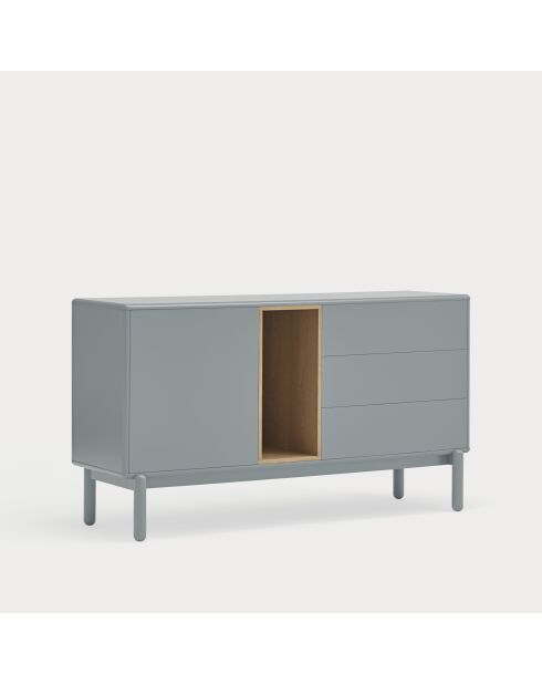 Aparador Corvo 1 puerta y 3 cajones gris perla - 136,8x40x76cm