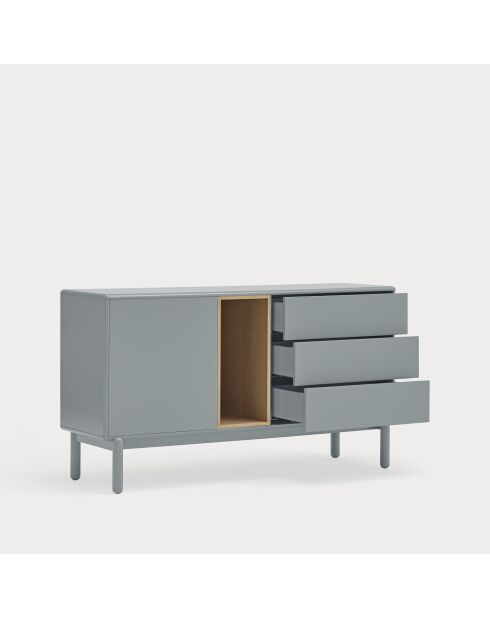 Aparador Corvo 1 puerta y 3 cajones gris perla - 136,8x40x76cm