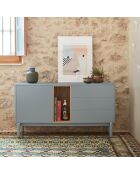 Credenza Corvo 1 anta e 3 cassetti grigio perla - 136,8x40x76cm