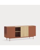 Otto Kommode mit 3 Türen und 3 Schubladen aus rotem Backstein und Eiche — 180x45x78cm