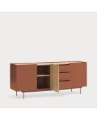 Otto Kommode mit 3 Türen und 3 Schubladen aus rotem Backstein und Eiche — 180x45x78cm
