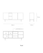 Otto Kommode mit 3 Türen und 3 Schubladen aus rotem Backstein und Eiche — 180x45x78cm