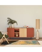Otto Kommode mit 3 Türen und 3 Schubladen aus rotem Backstein und Eiche — 180x45x78cm