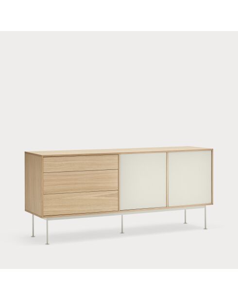Yoko Kommode mit 2 Türen und 3 Schubladen, Eiche und Creme, 180 x 45 x 80 cm
