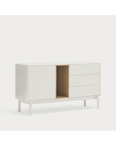 Buffet Corvo 1 porte et 3 tiroirs crème - 136,8x40x76cm