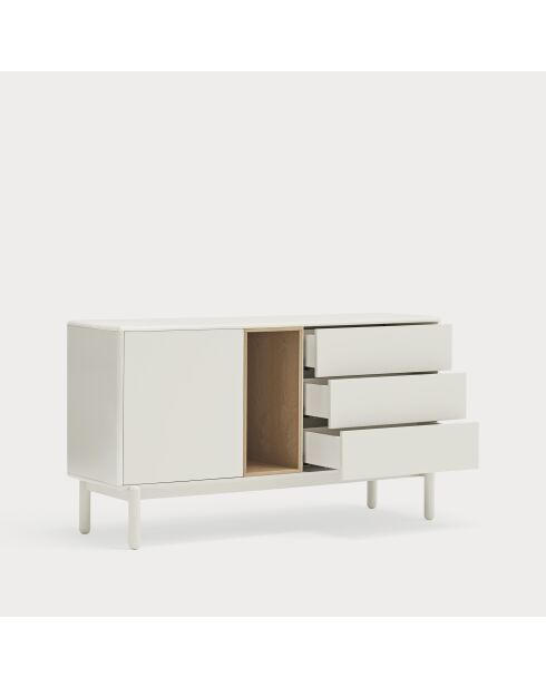 Buffet Corvo 1 porte et 3 tiroirs crème - 136,8x40x76cm