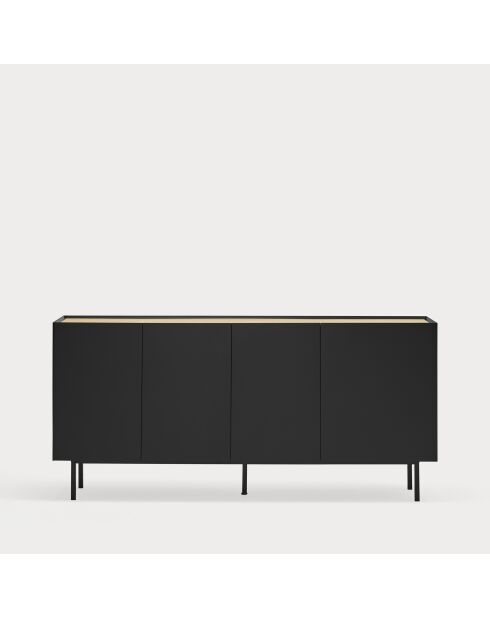 Buffet Arista 4 portes et 3 tiroirs intérieurs noir - 165x40x78cm