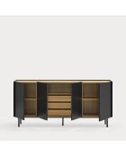 Buffet Arista 4 portes et 3 tiroirs intérieurs noir - 165x40x78cm
