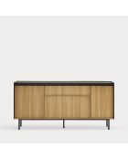 Buffet Arista 4 portes et 3 tiroirs intérieurs noir - 165x40x78cm
